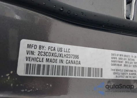 2020 Dodge Charger Scat Pack Rwd z USA, uszkodzony, nr VIN 2C3CDXGJXLH237396